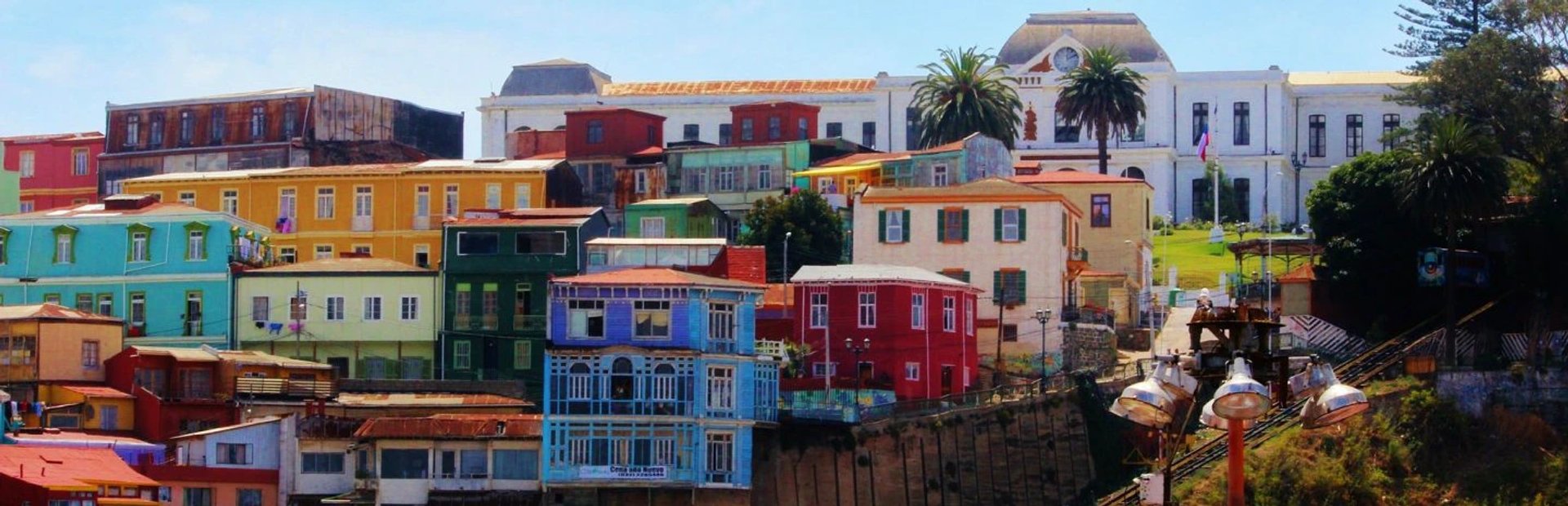 Colourful Chile Valparaiso houses on a hill