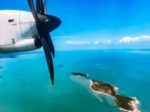 Plane propeller over islands Thailand