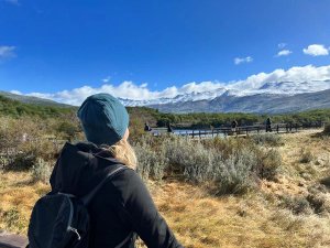 Woman looking out onto scenery