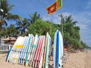 Surfboards on Weligama beach