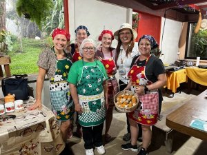 Women wearing aprons at tortilla workshop