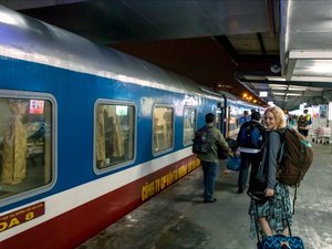 Vietnam sleeper train travel specialist boarding