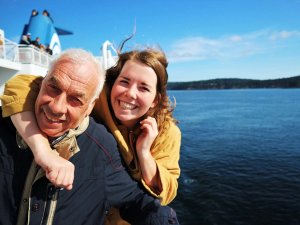 Couple on a ferry in Canada