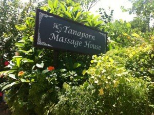 Massage signboard in the trees