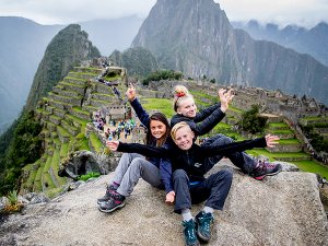 Kids in Machu Picchu in Peru