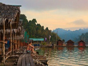 Floating raft houses Khao Sok Thailand
