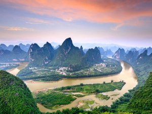 Beautiful mountain landscape at sunset