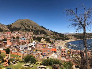 View overlooking Bolivia buildings and beach