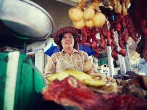 Cambodia local woman food market