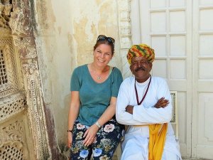 Local man in Udaipur with traveller