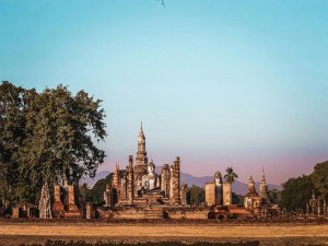 Sukhothai temple at sunrise