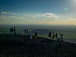 People stood at viewpoint Cerro Negro Nicaragua