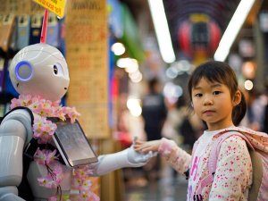 Japanese girl with robot