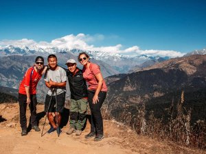 Trekkers and local guides on Poon Hill