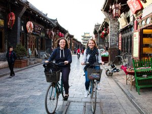 China two women cycling