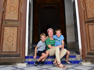 Mother and two boys in Morocco