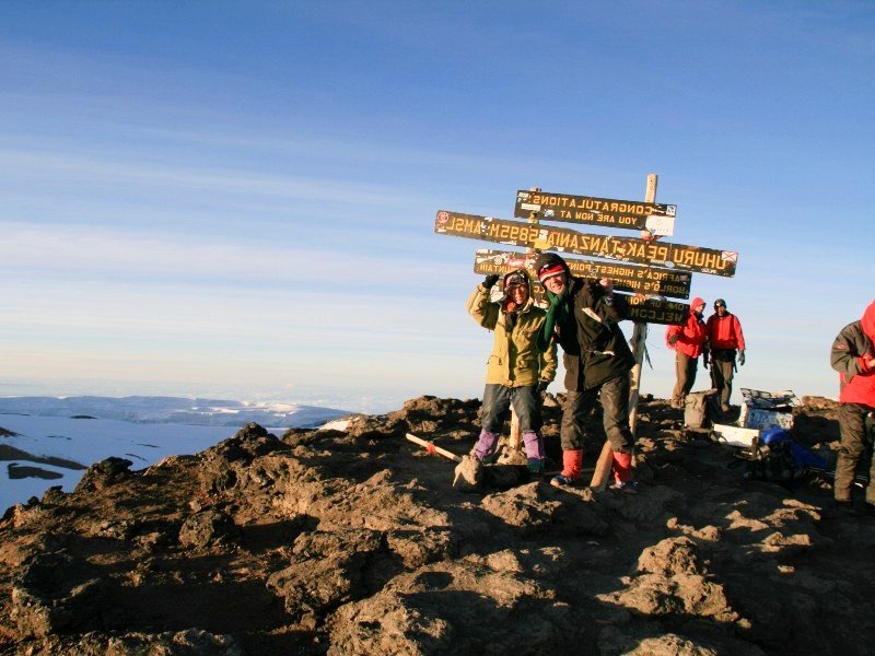 Hikers at the summit of Kilimanjaro