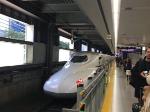 Bullet train at station in Japan
