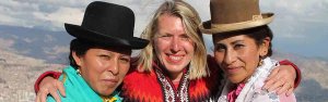 Woman with locals in South America