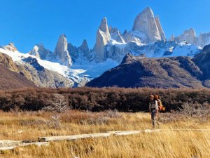 Man hiking through El Chalten