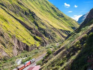 Ecuador train in the devils nose railway loops mountains landscape