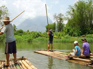 Thailand rafts on river