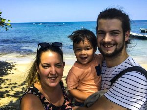 Family on beach