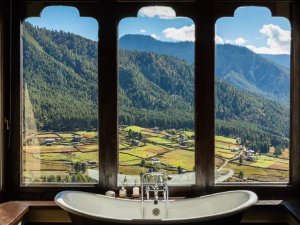 Bath tub with valley views