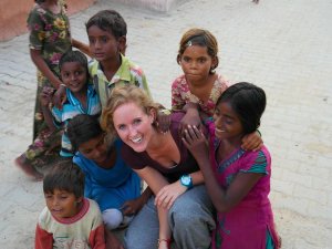 India Chandelao woman with local children