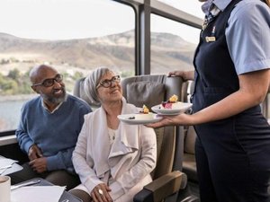 man and woman on train 
