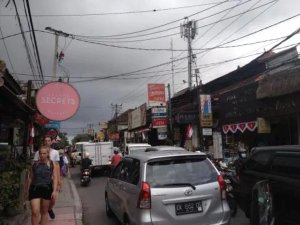 Car going through the streets of Bali