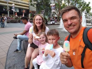 Family eating ice cream