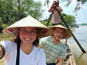 Mekong boat with tourists