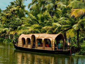 Traditional houseboat on Kerala Backwaters