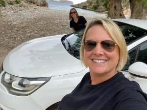 Rickshaw Greece Travel Specialists Kelly and Emma with their car hire