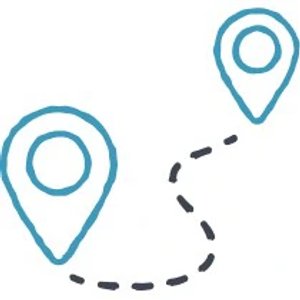 Icon showing two drop pins and a route