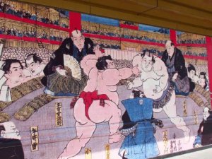 Illustration of sumo fighters