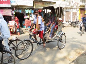 Travelling by rickshaw in India