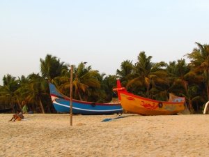 Colourful boats on the on the beach