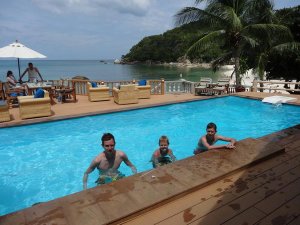 Family in pool Thailand