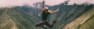 Person jumping Inca Trail